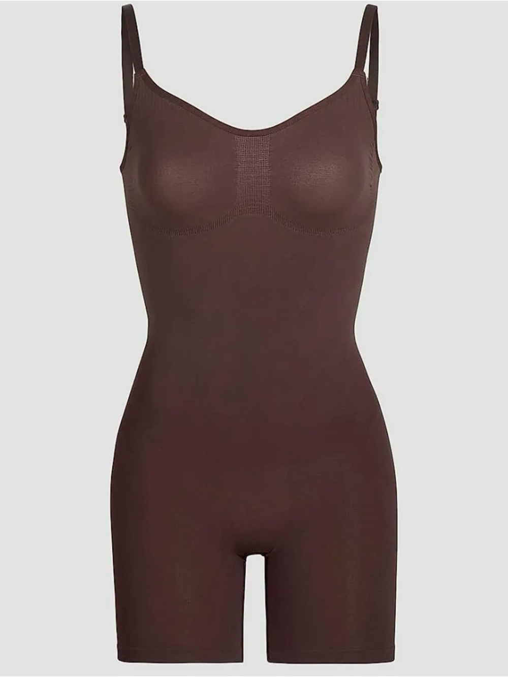 SKIMS Seamless Brown Shaping Bodysuit with Adjustable Straps
